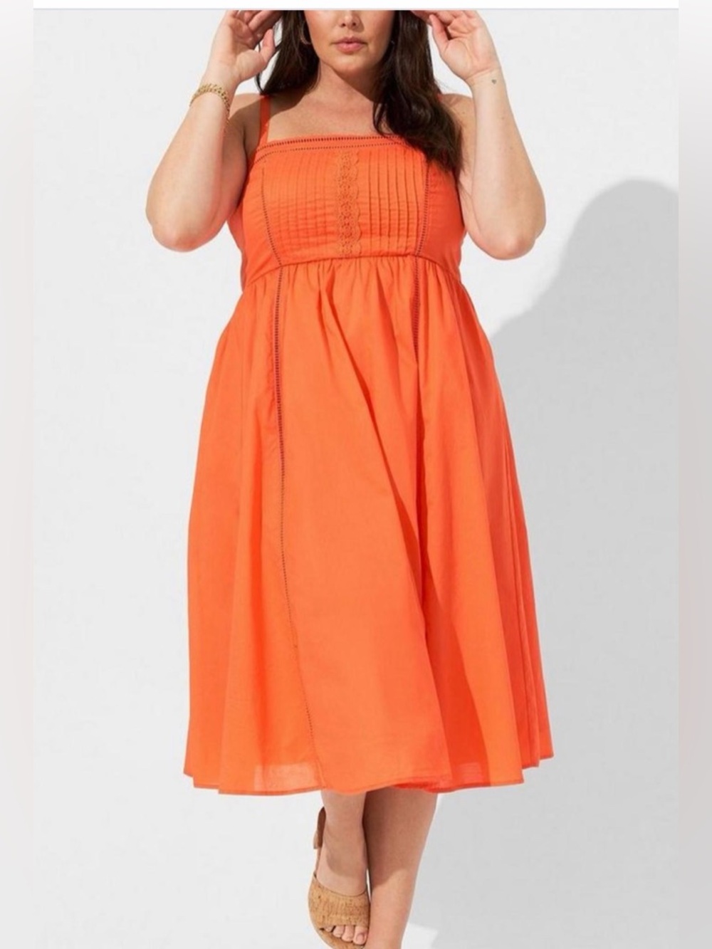 Orange Lined Spaghetti Strap Sundress